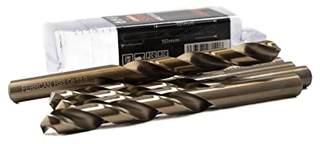 Ferrcan Forets pour métal HSS DIN338 M35 5% cobalt pour le perçage dans l'inox acier inoxydable, fer et autres métaux (paquet de 5 pièces par mesure) (13mm)