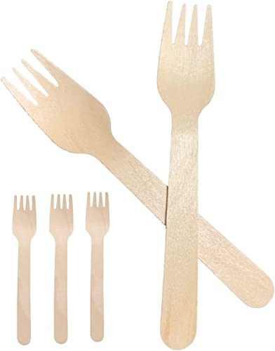 Holzgabeln Einweggeschirr,Partygeschirr,100 Stück Einwegbesteck, Holzbesteck, umweltfreundlich aus Holz, biologisch abbaubar