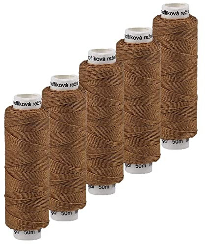 5x50m Leinen Garn Leinenzwirn Flachs Nähfaden robust strapazierfähig Farbwahl, Farbe:hellbraun