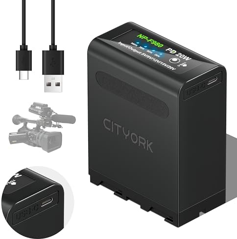 CITYORK 10800mAh NP-F980 Akku[PD 20W/Type-C], Akku für Sony NP-F980 F970 F975 F960 F930 F770 F750 F730 F570 F550 F530 F330 Alle Sony NP-F Series Battery Akku, Für Sony-Kameras, Camcorder, LED-Video