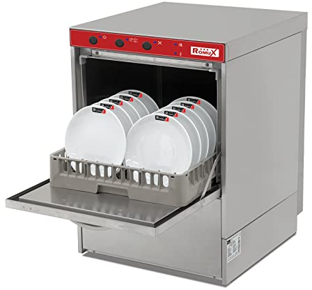 Romux® Lavastoviglie Professionale 50x50 cm con Pompa Brillantante e Detergente | Lavastoviglie per Ristorazione | Lavastoviglie Industriale con Lavaggio Rapido | Lavastoviglie per Bar e Ristoranti