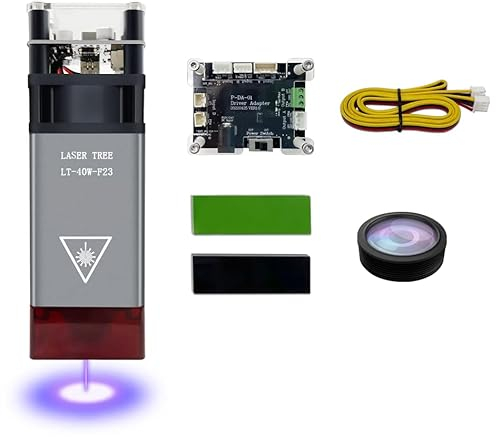 Kit de módulo láser mejorado, cabezal de grabado y corte de enfoque fijo de 23mm, módulo de grabado láser de 5W de potencia óptica con capucha metálica para máquina de grabado láser, 12V