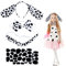 Fennoral 5tlg Kinder Hund Ohren Stirnband Gefleckte Hundeohren Haarband Schwanz Fliege mit Aufkleber Dalmatiner Spotty Tierkostüm für Kindergeburtstag Karneval Fasching Cosplay Party Zubehör
