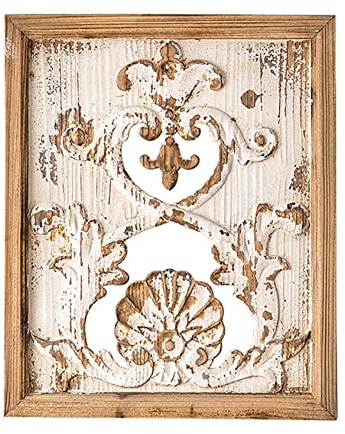 Panneau en Bois Sculpté Floral, Décoration Murale en Bois Sculpté,Panneaux De Décoration Murale en Bois Sculpté Motif Floral,Grande Sculpture Murale Décorative À Suspendre (Color : F)