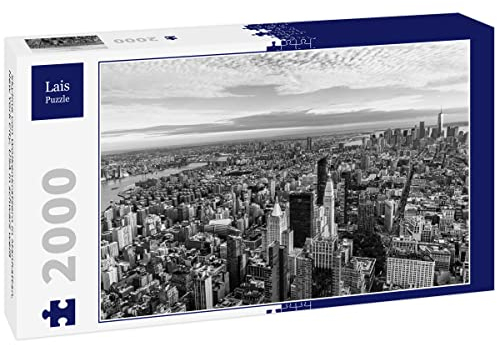 Lais Puzzle Skyline von Wolkenkratzern in Manhattan, New York City, USA in schwarz weiß 2000 Teile