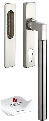 Beschläge Hamburg Hebe-Schiebetürbeschlag Bauhaus HSG 214-020 MMN PZ — Drehgriff für Hebe-Schiebe-Türen inkl. Griffmuschel außen, matt vernickelt, MIT PZ Lochung