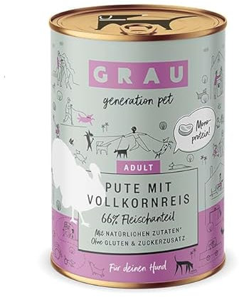 Grau – das Original – Nassfutter für Hunde - Pute mit Vollkornreis, 1er Pack (1 x 400 g)
