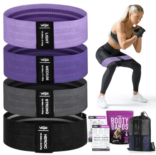 Widerstandsbänder für das Training mit Trainingsbändern, Anleitung (evtl. Nicht in Deutscher Sprache), 4 Booty-Bänder für Damen und Herren, elastische Stoffbänder für Übungsbänder, Widerstandsbänder