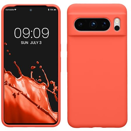 kwmobile Handyhülle für Google Pixel 8 Pro Hülle, für Pixel 8 Pro Case - Hülle Silikon - kabelloses Laden - Leuchtende Koralle