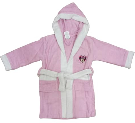 accappatoio in spugna 100% cotone minnie disney accappatoio con cappuccio e cintura per bambini
