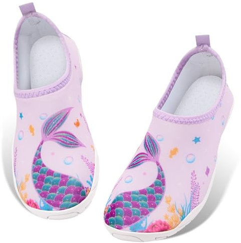 WAWSAM Chaussures Aquatiques pour Enfants Filles Chaussures de Plage à Semelle Epaisse Sirène Antidérapante Léger Confortable Chaussettes d'eau pour Surf Chaussures Aqua