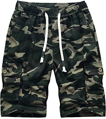 MakingDa Algodón Cargo Shorts Hombre Cuerda Ajustable Cintura Elástica Bolsillo Utilitario Slim Correr Caminar Acampar Pantalón Corto Hombre Ligero Clásico Bermuda Deporte Vacaciones Playa