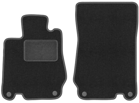 Velours-Fußmatten vorne passend für Mercedes SL R230 2001-2011, Graphit | passend für Roadster; Velours-Teppich (Polypropylen), ca. 6,5 mm; rutschfest, vormontierte Befestigungen (Typ MS)