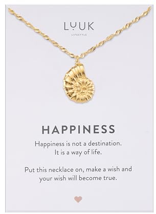 LUUK LIFESTYLE Filigrane Halskette mit Muschel Anhänger, Geschenk für Freundin, Schmuck für Frauen, wasserfeste Kette aus Edelstahl, gold