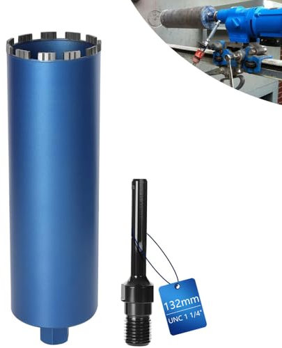 Diamantbohrkrone Dosensenker für Kernbohrgeräte inkl. 10 mm Turbo, L 460mm | Ø132 mm | SDS-MAX Adapter | 1 ¼ Zoll UNC | Nass Trocken Bohrkrone Kernbohrer Lasergeschweißte zum Beton Granit Mauerwerk