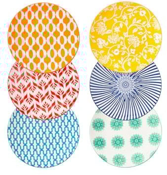 Cerkik Ceramic Dessert Plates Set - 15.2 cm Small Appetizer Plates for Kitchen - Salad Plate for Cake Snacks Side Dish, Microwave Dishwasher Safe, Gift, Assorted Colors