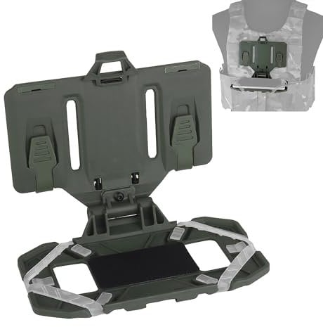 JOYASUS Tactical Phone Holder, Foldable Navigation Board Universal Molle Cell Phone Chest Mount Vest Plate Carrier Phone Case Attachments for Screen Size 4.7-6.7 (OD Green)