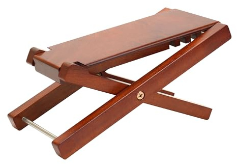 Repose-pieds de guitare Spiretro Premium en bois d'acajou - Hauteur réglable sur 4 positions, design pliable avec pochette de transport - Repose-pieds de guitare marron massif pour des sessions de jeu