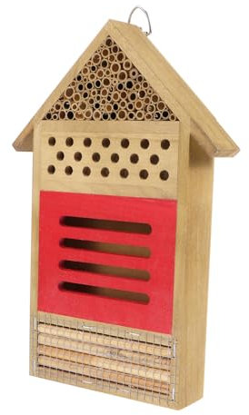 MERRYHAPY Bienenhotel Aus Für Garten Mit Löchern Und Lücken Für Weibliche Bienen Unterschlupf Für Insekten in Kälteren Monaten Nisthilfe Für Draußen