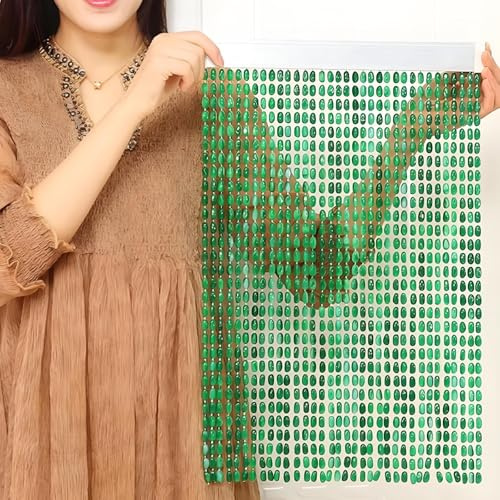 Eiauiuo Perlenvorhang Balkon Türvorhang Raumteiler Dekorativer Fadenvorhang Fenster Deko Vorhang mit Perlen Acryl Perlenvorhang für Wohnzimmer Schlafzimmer(Grün,80x200cm(26 Stränge))