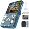 R36S - Consola de juegos portátil de 3.5 pulgadas, 640 x 480, pantalla IPS OCA, 3200 mAh, sistema de código abierto, RK3326, azul transparente