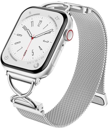 CeMiKa Metall Armband Kompatibel mit Apple Watch Armband 40mm 41mm 42mm 38mm, Dual Magnetisch Edelstahl Ersatzband für iWatch Series 10 9 8 7 6 5 4 3 2 1 SE SE2, Damen Herren, Splitter