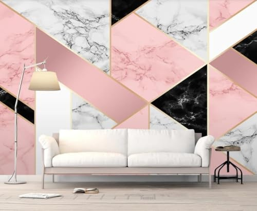 XLMING Pink Black Marble 3D Wallpaper Home Dining Decor Paste Sofa Living Room The Wall for Bedroom Mural-400cm×280cm