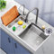 Fregadero de Cocina en Cascada con Grifo extraíble, Fregadero de Acero Inoxidable de un Solo tazón Integrado con Grifo lavaplatos, estación de Trabajo, para el hogar, Lavabo para v