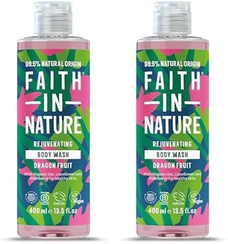 Faith In Nature Natural Dragon Fruit Body Wash, Rejuvenating Shower Gel, Vegan and Cruelty Free, No SLS or Parabens, 400 ml (Pack of 2)