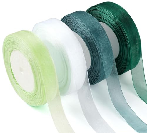 4 Rollen Geschenkband Grün
