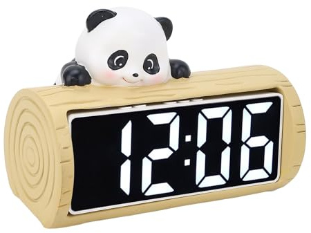 Cosiki Süße Wecker für Mädchen, Kleine Digitale Uhr mit Datenkabel -Cartoon Panda Desk Uhr Ornament Nacht (Khaki)