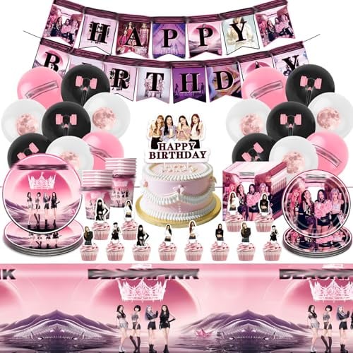 Blackp Geburtstag Deko, 95 Stück Geburtstagsdeko Set, Kindergeburtstag Deko Mit Tischdecke Pappteller Becher Servietten Cake Toppers etc, Geeignet für Kinder Themenparty