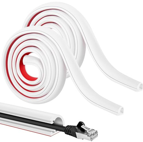 2Rolls 3-Meter Cable Trunking Self Adhesive,Wire Covers for Cables,Wire Management Trunking,Prevent Pets and Babies from Chewing on Electrical Cords(Total Length: 6 metres)