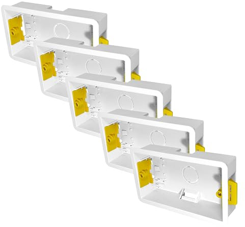 Evoges 2 Gang Dry Lining Back Box 35mm | Fast-Fit Electrical Wall Boxes for Plasterboard (Pack of 5)