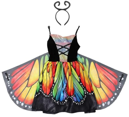Lito Angels Girls Rainbow Butterfly Fairy Costume, 4-10 Years | Butterfly Fairy Style, Wings, Headband, Sparkly Bodice, Big Wing Skirt, Fancy Dress Up, Halloween