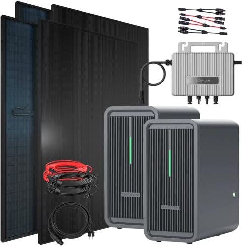 SUNNIVA® 1840W Balkonkraftwerk mit 4,48 kWh Speicher MARSTEK B2500-D, BIFAZIAL FULLBLACK komplett Steckdose, PV Solaranlage Komplettset mit Solarspeicher, 4x 460W N-Type Glas-Glas Bifacial Module