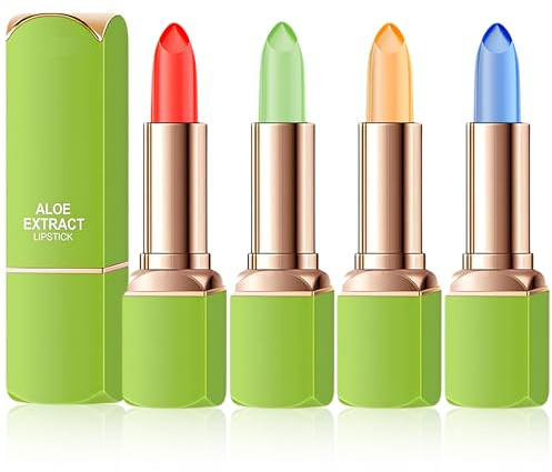 4 Stück Magic Lipstick Magische Temperatur Farbe Wechselnde Aloe Vera Lippenstift Magischer Farbwechsel Lippenbalsam 4 Farben Aloe Vera Lippenpflege Lang Anhaltender Moisturising Nährstoffversorgung