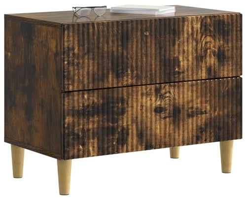 vidaXL Nachttisch Geräucherte Eiche 62 x 34,5 x 48 cm Holzwerkstoff, Vintage Schlafzimmermöbel, rechteckiger Nachttisch, viel Stauraum, kompakter Holztisch, praktischer Raumorganizer