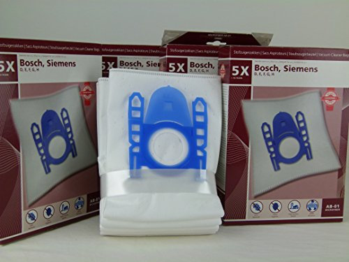 Lot de 5 sacs d'aspirateur pour Siemens/Bosch type H, G, F, E, D, etc. Anti-bactérien, ultra hygiénique, haute aspiration