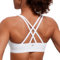 CRZ YOGA Damen Ohne Bügel Sport BH Gekreuzt Rücken Spaghetti Top Abnehmbare Pads Yoga Croptop Weiss-Logo XL