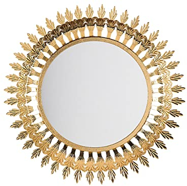 Beliani Stilvoller Spiegel rund Metall 60 x 60 cm Sonnenoptik Gold Vorey