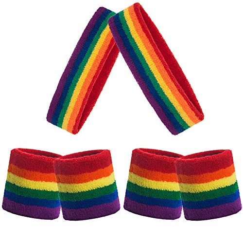 GOGO Schweißband Set Regenbogen 12 Stirnband und 24Handgelenk für Ballsport