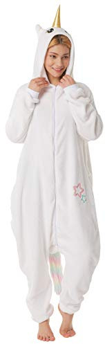 corimori 1852 Mia das Einhorn Damen Herren Onesie Jumpsuit Anzug Einteiler Kostüm Verkleidung Gr. 150-160cm, Weiß