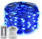 Erchen Battery Operated LED String Lights, Dimmable 33 FT 100 LED Ultra Thin Waterproof 8 Modes Timer Copper Wire Fairy Lights with 13 Key Remote Control for Indoor Outdoor Christmas Party (Blue)