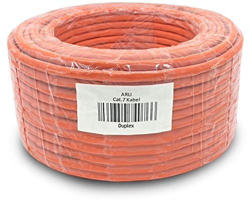 ARLI CAT 7 Verlegekabel duplex 100m Netzwerkkabel CAT.7 twin LAN Halogenfrei Installationskabel SFTP CAT7 PIMF Kabel Netzwerk Verkabelung Datenkabel AWG23/1 Gigabit Kupfer Ethernet Klasse F 100 m