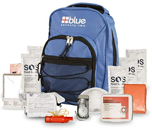 Blue Coolers Blue Seventy-Two | 72 Hour Emergency Backpack Survival Kit for 1 Person | Survival Kit for Roadside, Earthquake, Tornado, Hurricane, and Other Emergencies