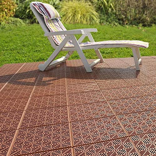 garden mile Set di 10 piastrelle quadrate resistenti per pavimentazioni esterne, 30 cm x 30 cm, ideali per vialetti e prati, piastrelle in plastica per esterni, antiscivolo ad incastro per esterni
