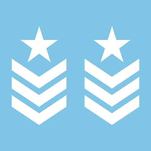 Autodomy Pack 2 Unita Adesivo Stella Militare Graduate Auto 23x12,7 cm | Adesivi Stelle Graduate US Army 4x4 Resistente Pioggia e UV | Stelle Adesive per Moto 4x4 Facile Installazione | Colore Bianco