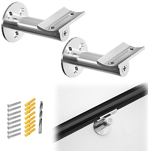 Muzata HB01 SL4 HR0 Handlaufhalterung, verstellbar, verstellbar, Winkel, gebogen, passend für Handlauf HT20 für Treppengeländer, strapazierfähig, Wandmontage, schwarz, pulverbeschichtet, 2 Stück