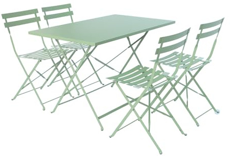 sweeek - Table de Jardin bistrot Pliante métal + 4 assises 110 x 70cm. avec Quatre chaises Pliantes. Acier thermolaqué